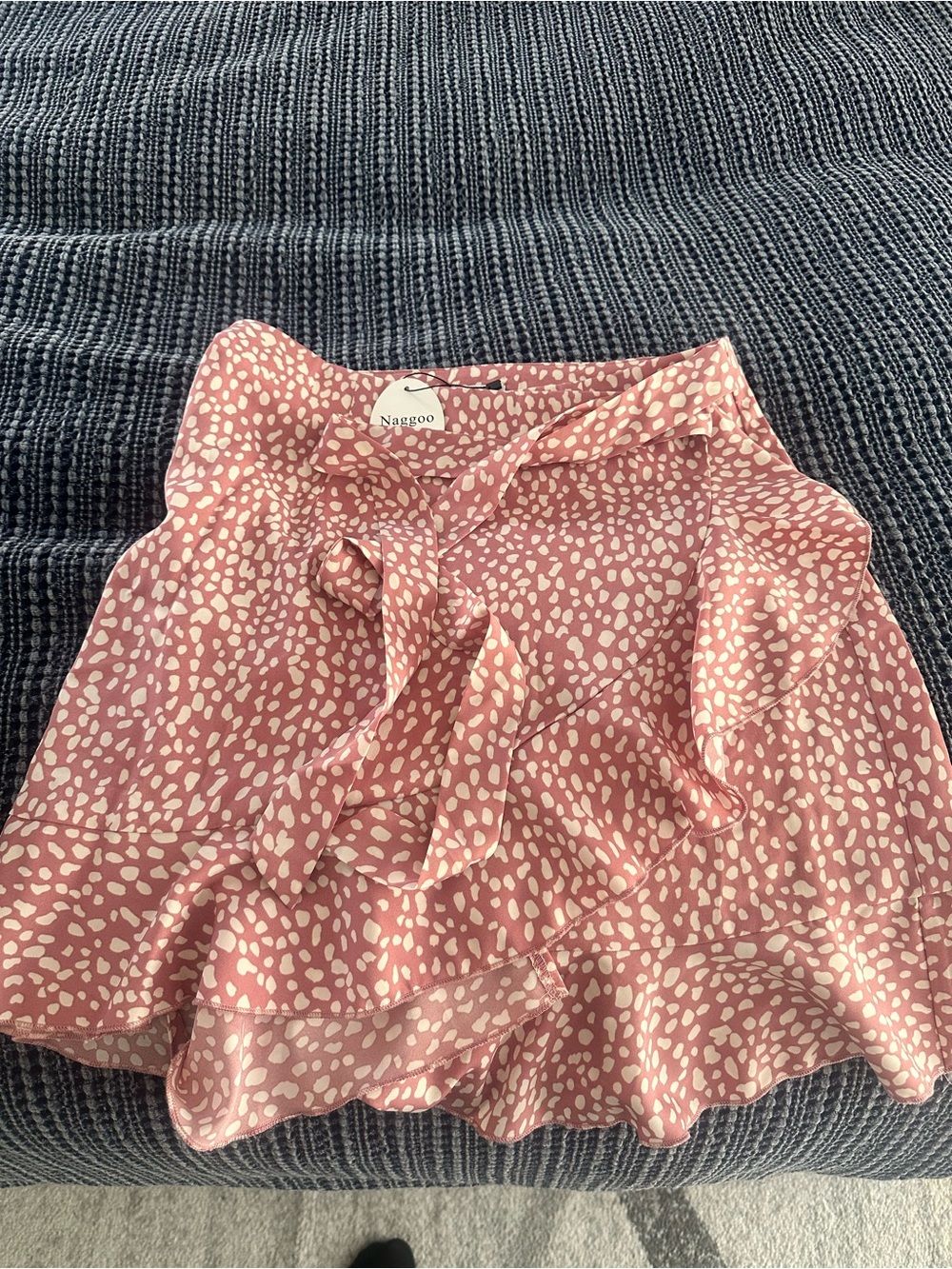 Nagroo Pink Printed Ruffle Mini Skirt